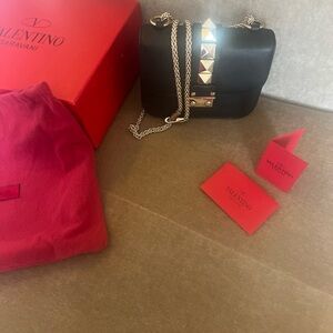 Valentino Black Crossbody Bag with Gold Studs